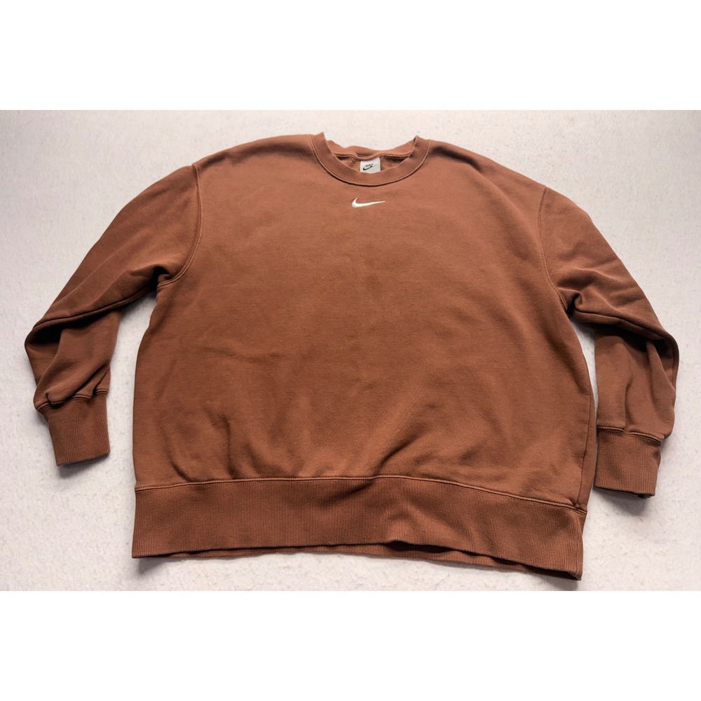 Nike Phoenix Fleece Crewneck Sweatshirt Fauna Brown FZ4270-265 Womens Medium